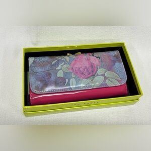 New - Ted Baker Floral Deep  Pink Elvira Purse Clutch